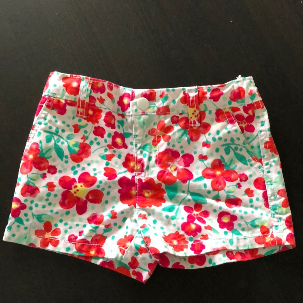 Floral denim shorts